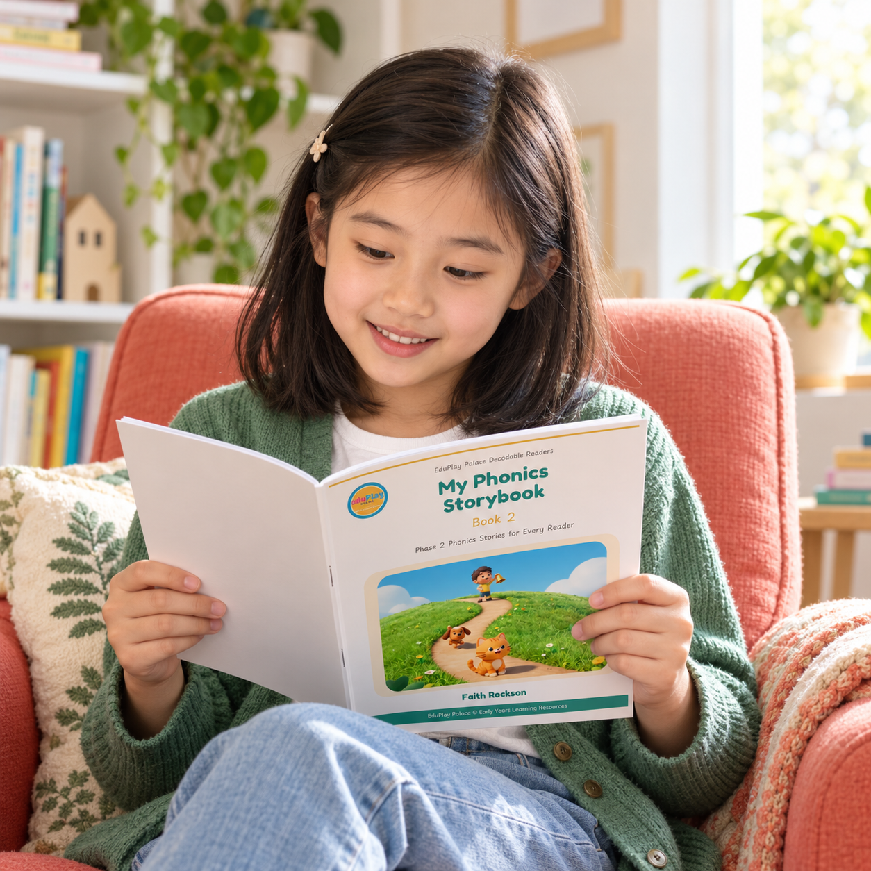 Older child reading an EduPlay Palace phonics storybook